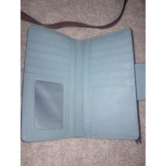 Fossil Blue/Gray and Brown Purse/Wallet Set Shoulder Crossbody Bag - Picture 3 of 5